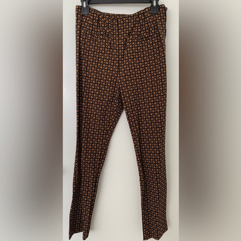 Anthropologie “the essential SLIM” stretch pants, brown circle print. Size 6.